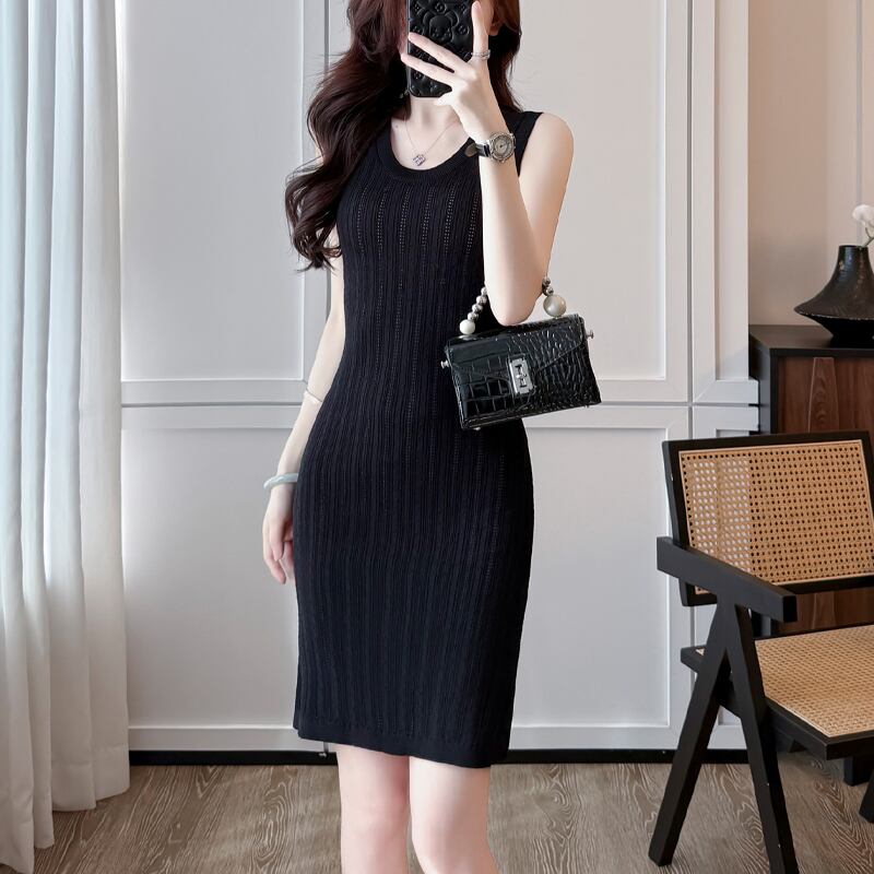【dress】ノースリーブニットワンピース Q8488