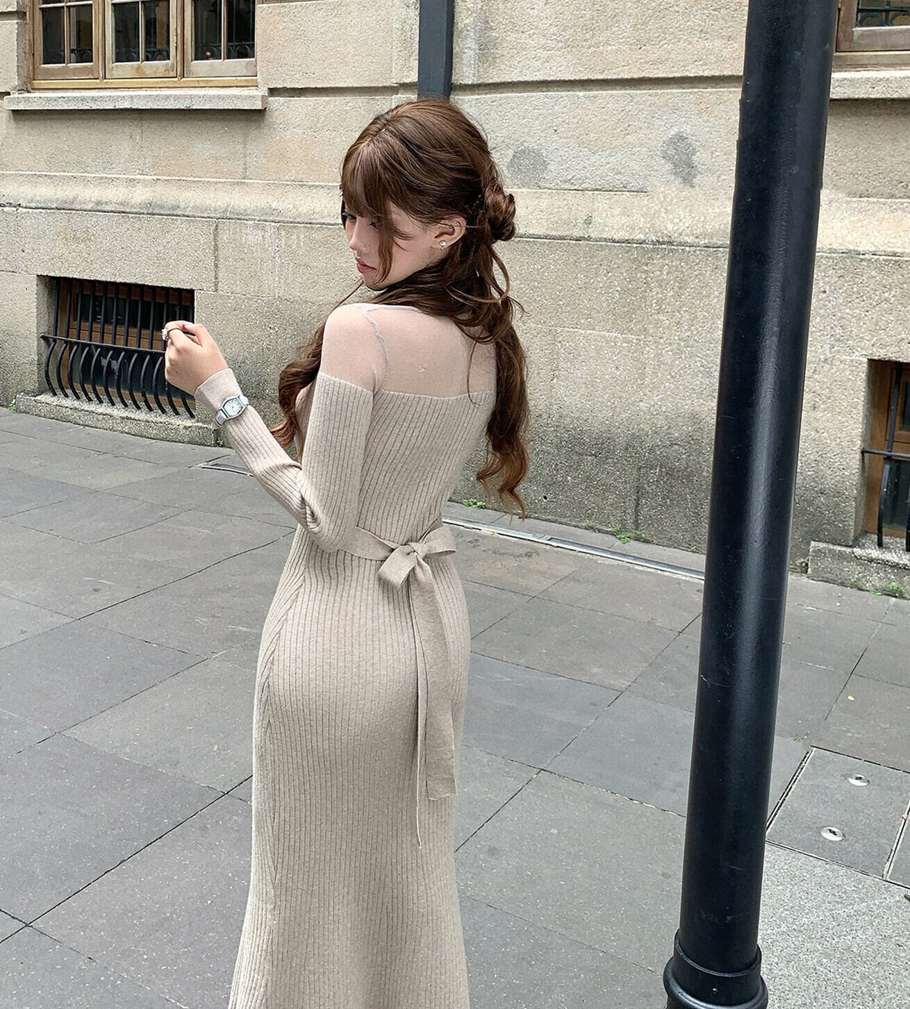 【dress】シアードッキングニットワンピース　N3471