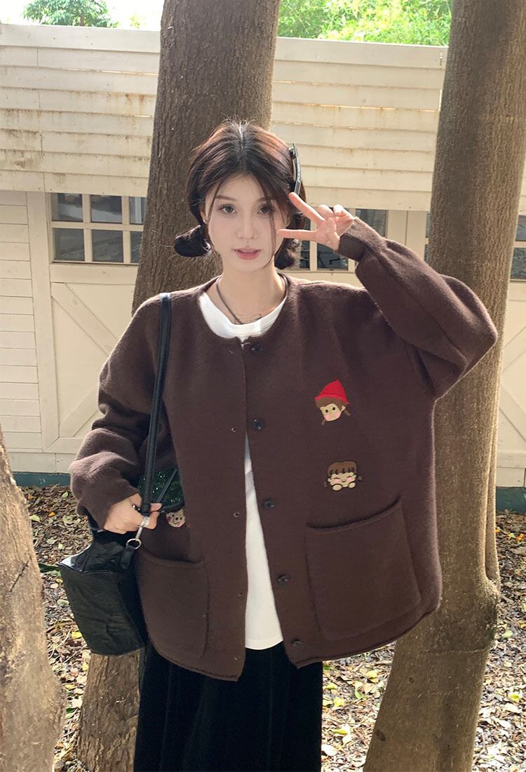 【outer】クルーネックニットカーデ　M19183
