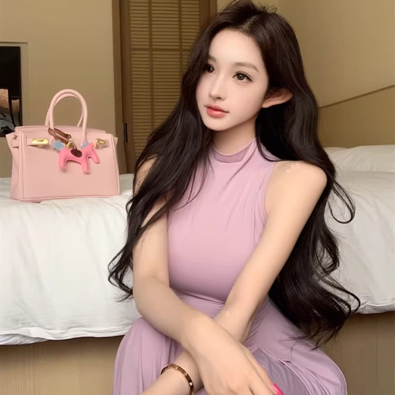 【dress】ノースリーブロングワンピース Q8375