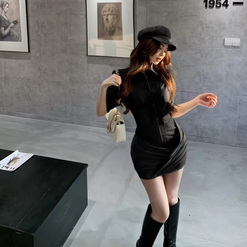 【dress】2色展開タイトシャツワンピース Q7821