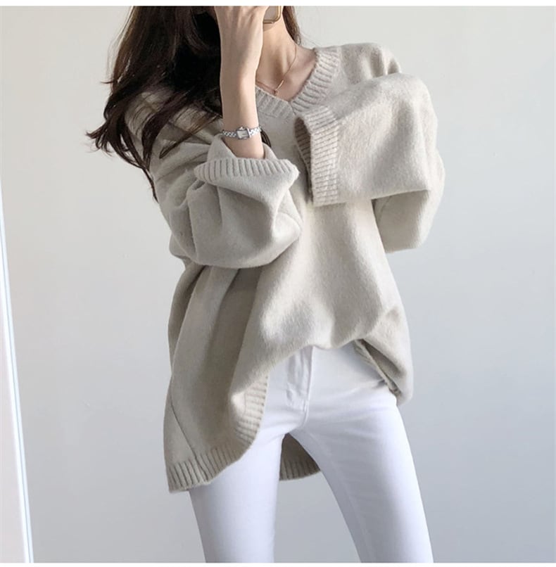 【tops】Vネックニットセーター　M25615
