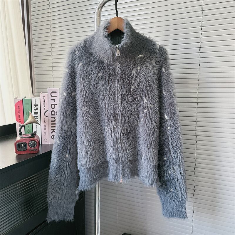 【outer】ファスナーシャギーニットカーデ　M27474