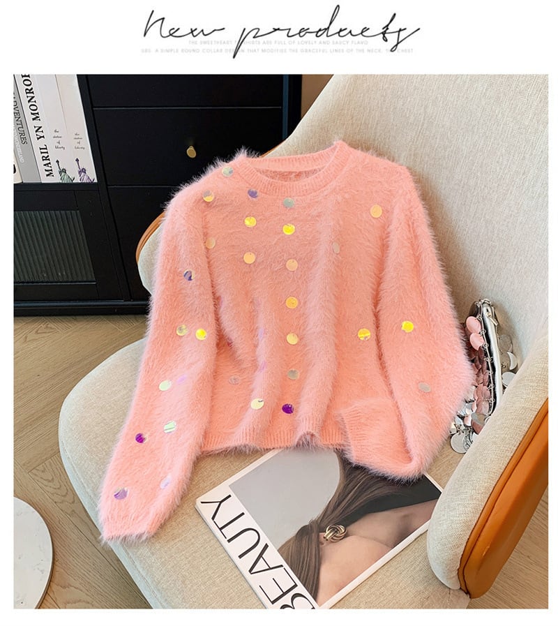 【tops】スパンコールニットセーター　M29308