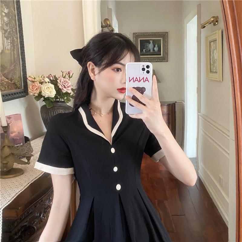 【dress】夏好感度UP!気質満点シンプルレトロレディース プラスサイズワンピース