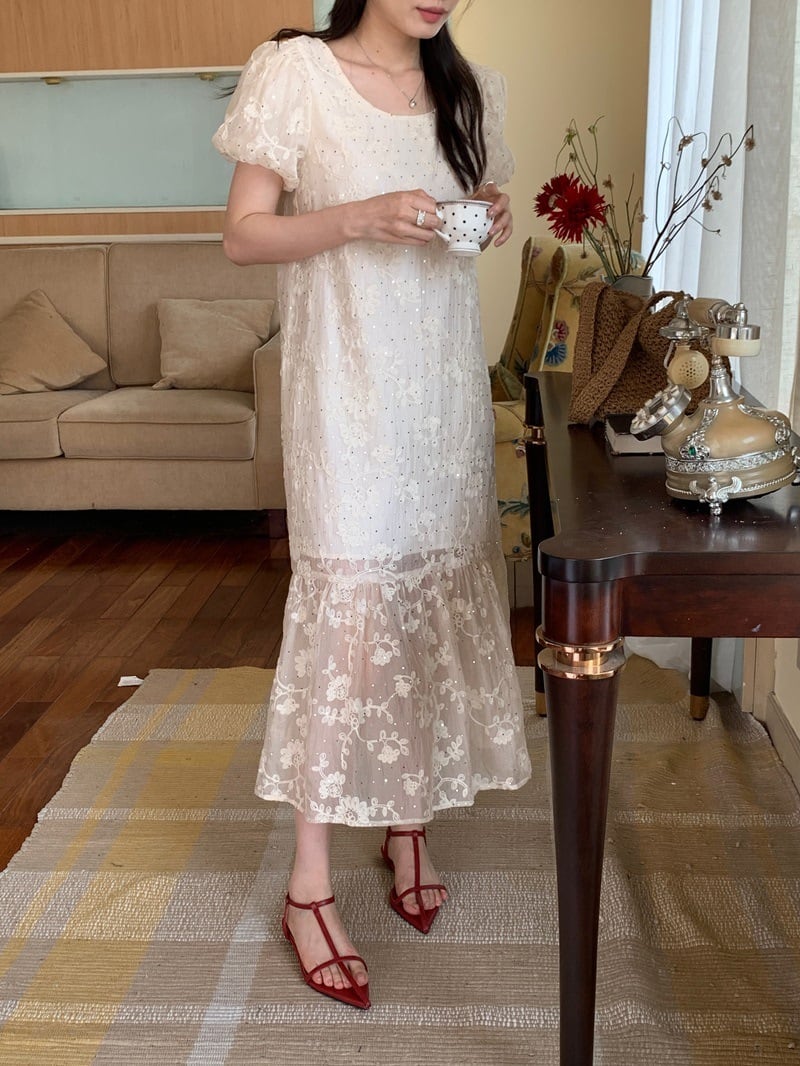 【dress】ジャカード刺繍ワンピース　M24731