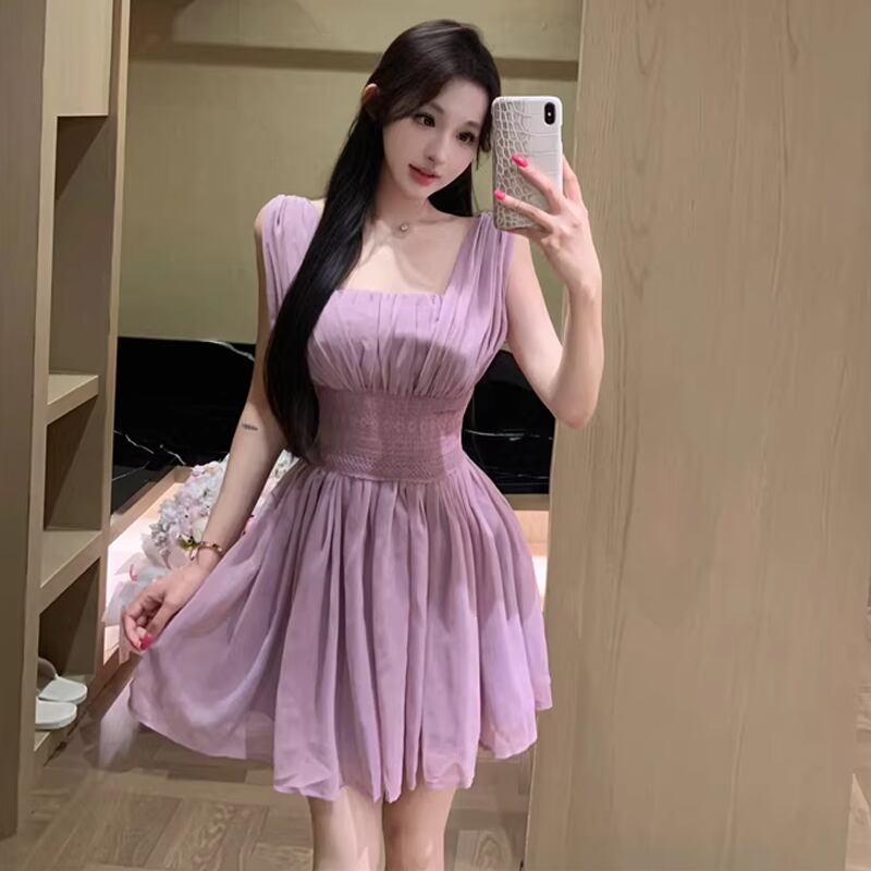【dress】ノースリーブAラインミニワンピース Q8480