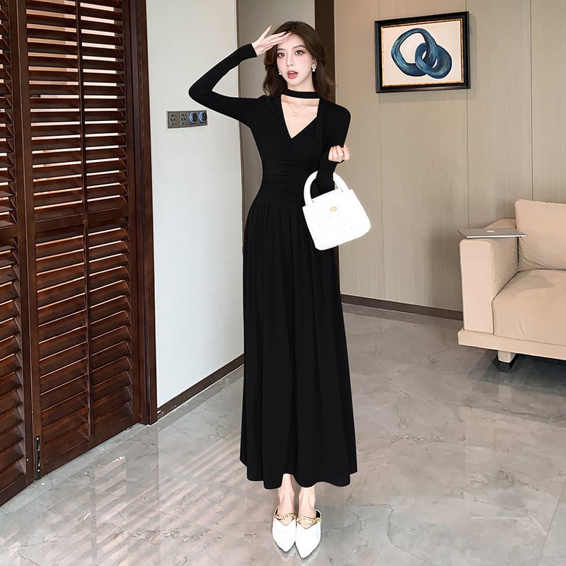 【dress】チョーカー付Vネックワンピース　M28249