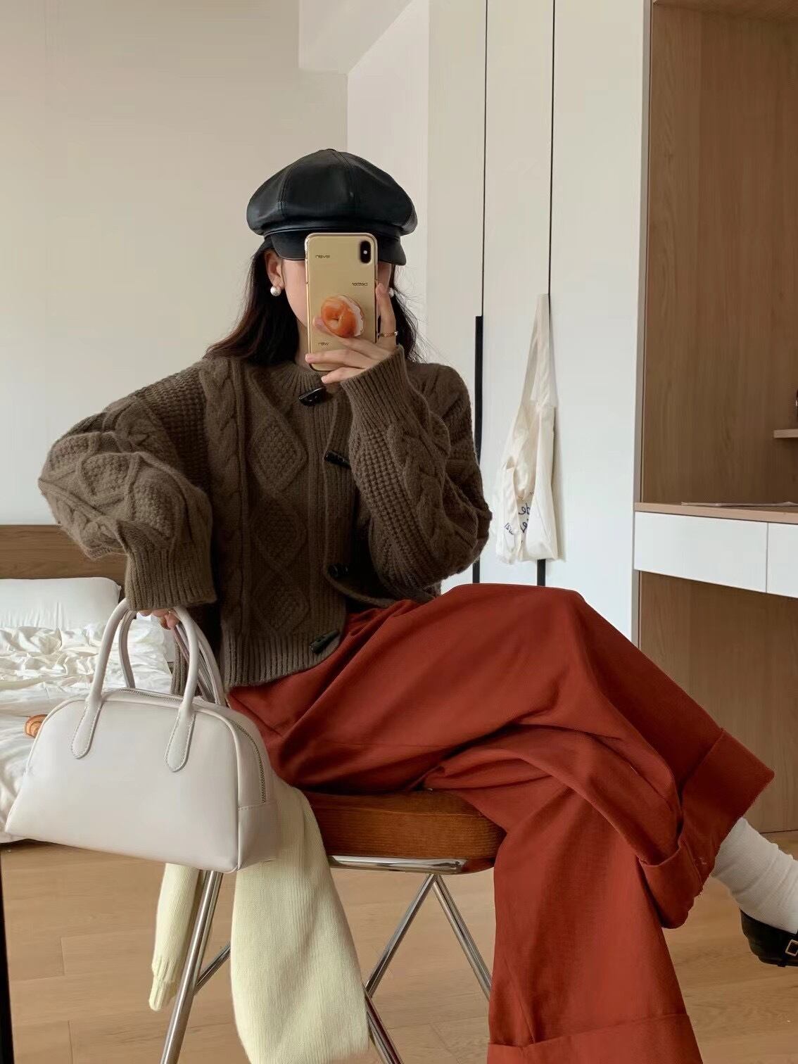 【outer】クルーネックニットカーデ　M19107