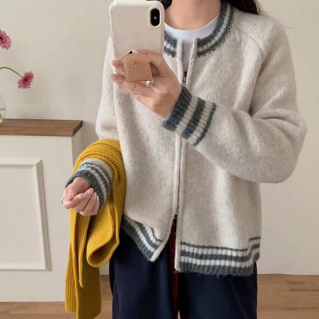 【outer】ファスナーニットカーデ　M28558