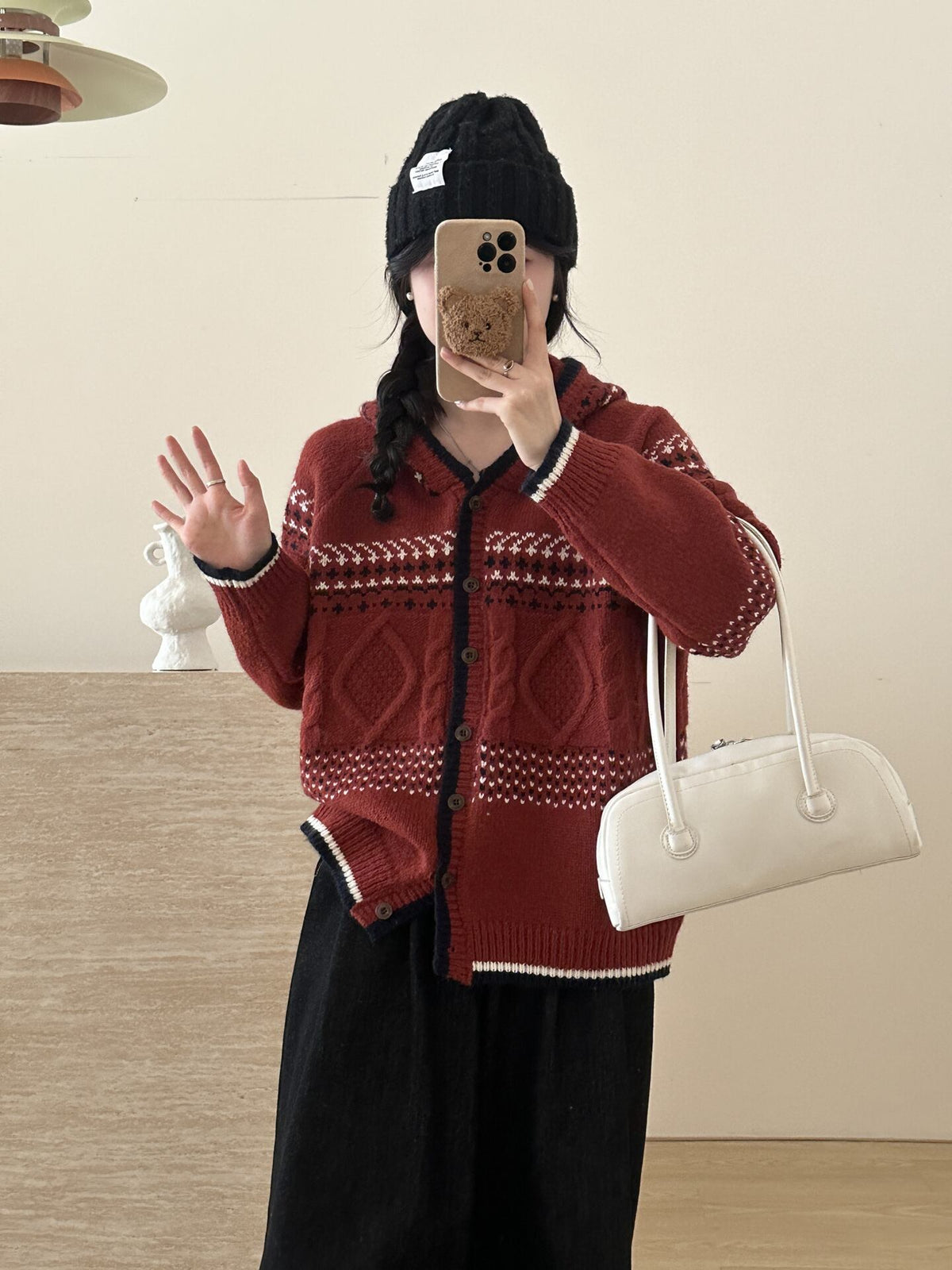 【outer】ジャカードニットカーデ　M27112