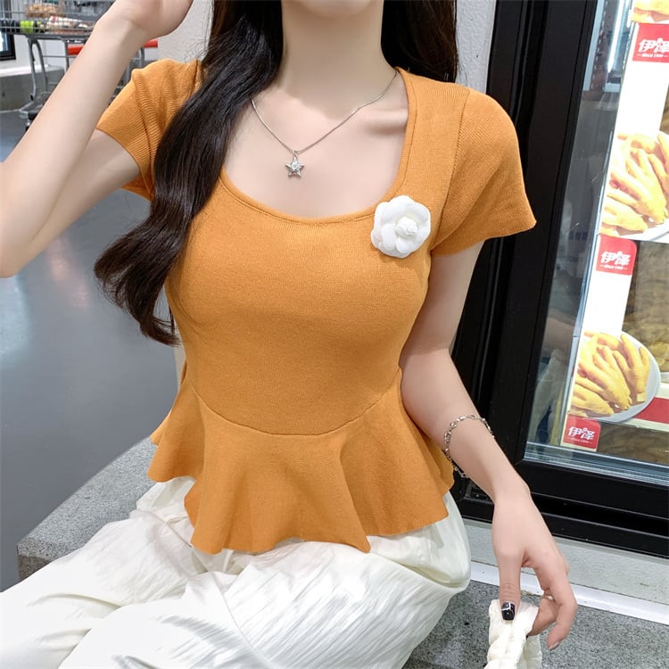 【tops】立体フラワーニットトップス　M24585