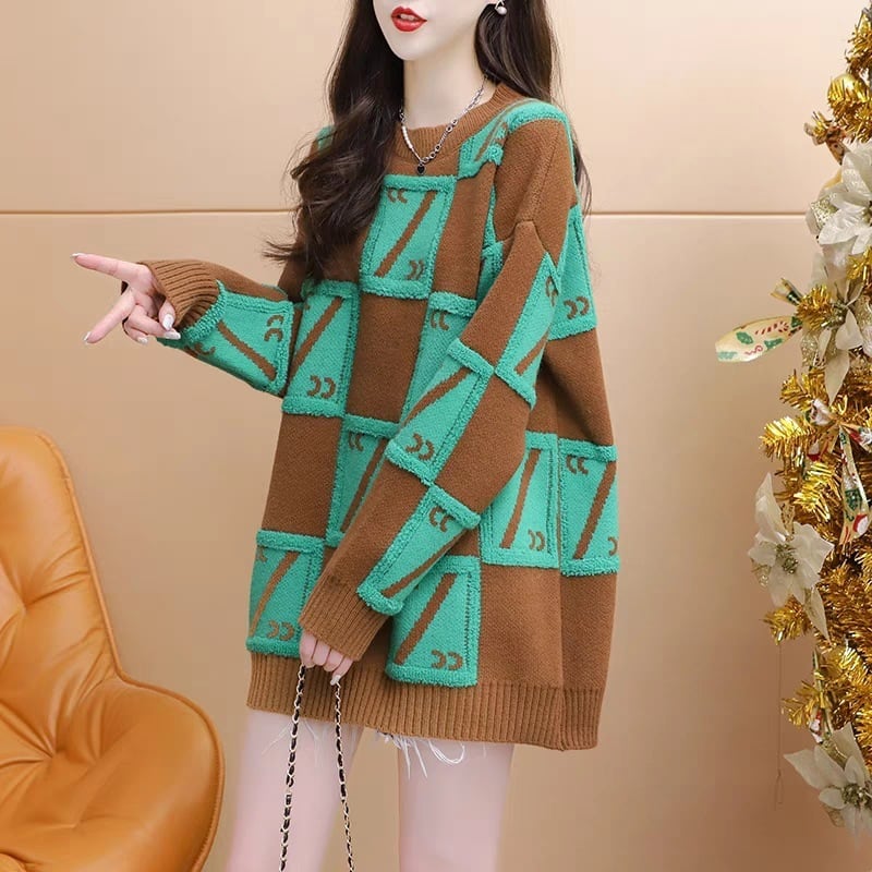 【tops】配色切り替えニットセーター　M29165