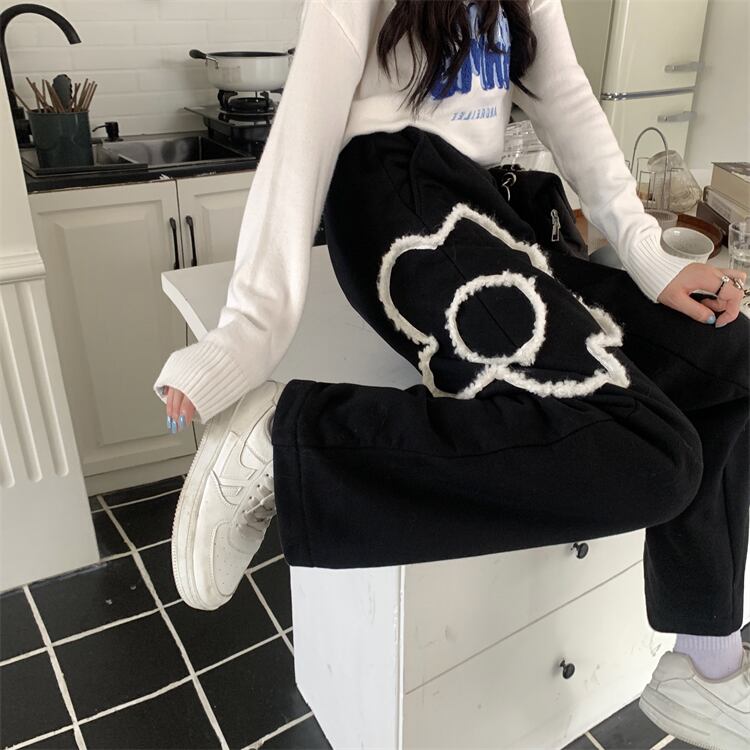 【bottoms】大活躍!ルーズ気質満点ハイウエスト厚手カジュアル裏起毛ガウチョパンツ G10627