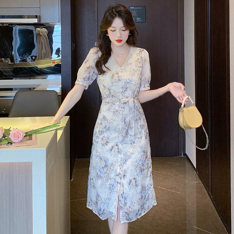 【dress】Vネック花柄ワンピース G20485