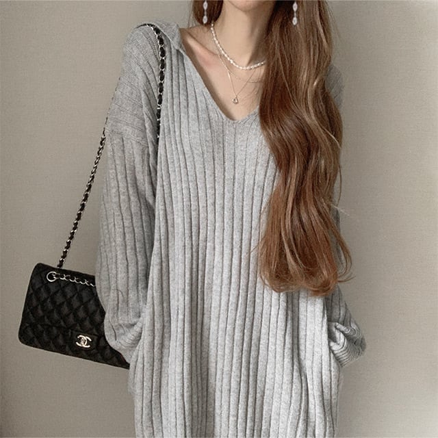 【dress】フード付きニットワンピース　M28089