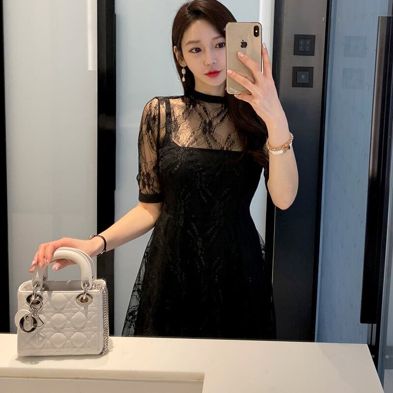 【set】キャミワンピース+メッシュワンピース２点セットG21489