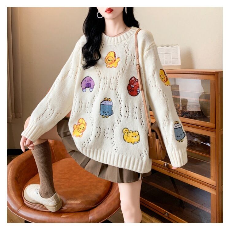 【tops】カートゥーンニットセーター　M19175