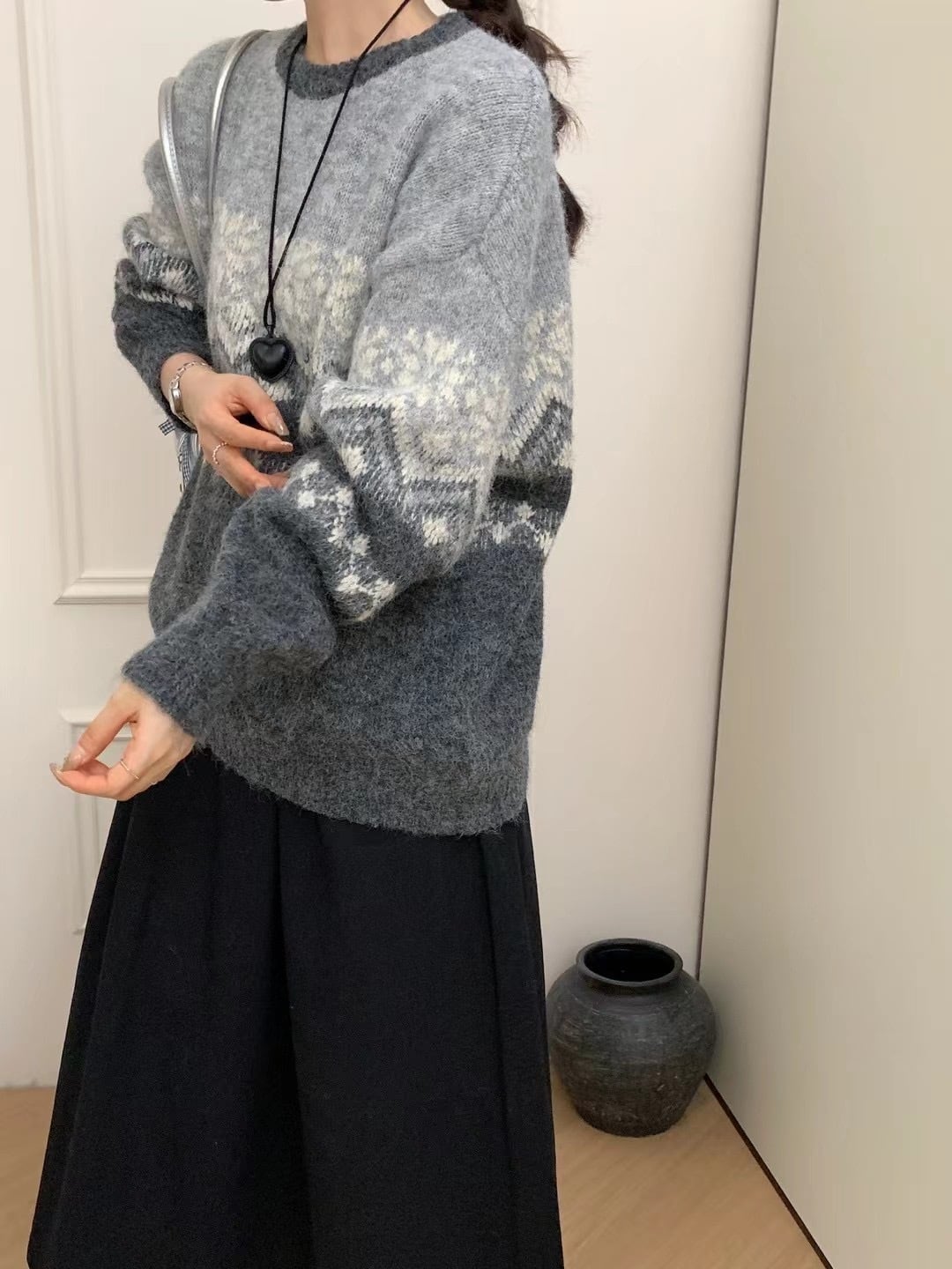 【tops】ジャカードニットセーター　M27106