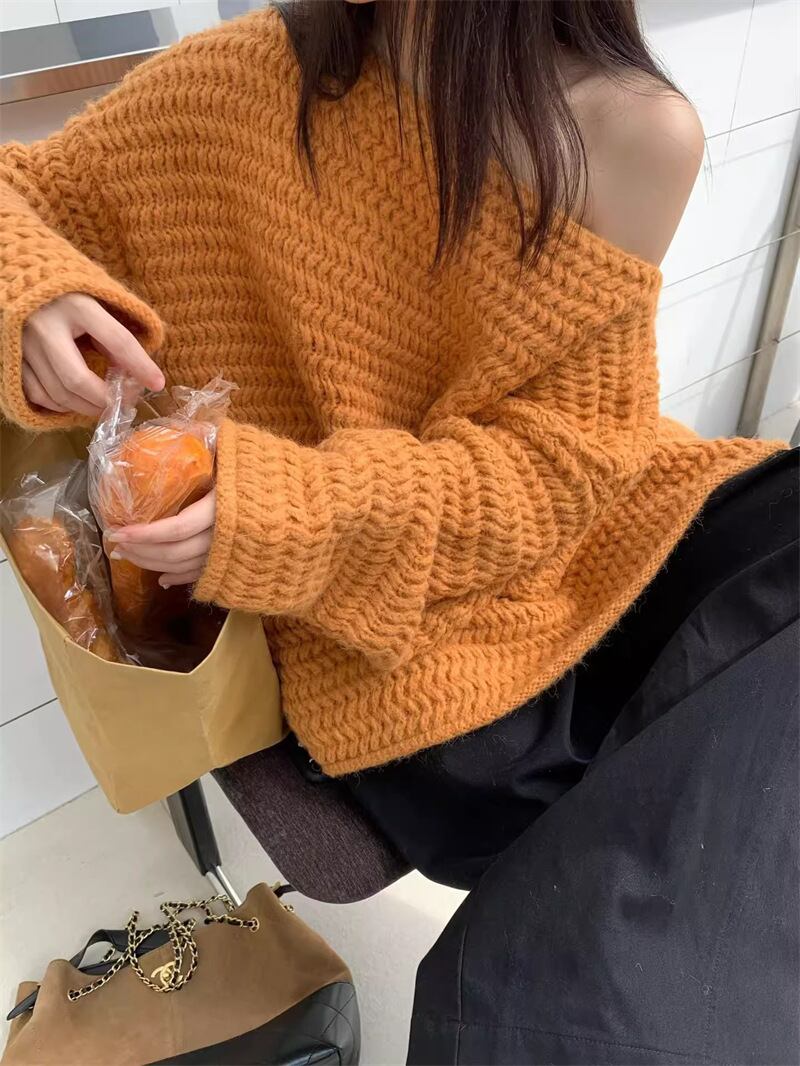 【tops】ワンショルダーニットトップス Q7153