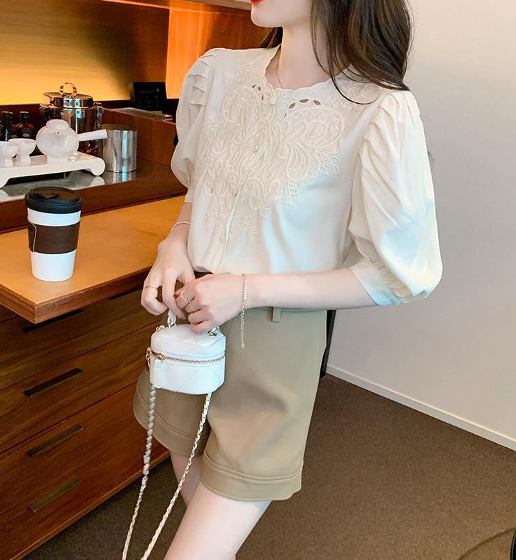 【tops】透かし彫りブラウスF7502