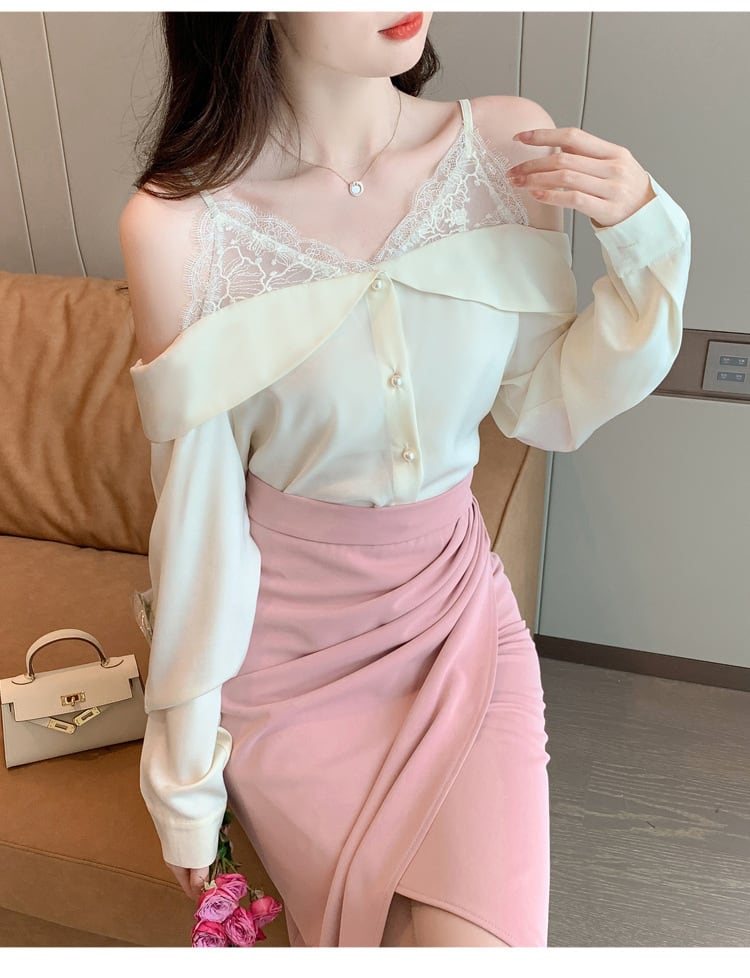 【tops】レースシャツトップス　M25166