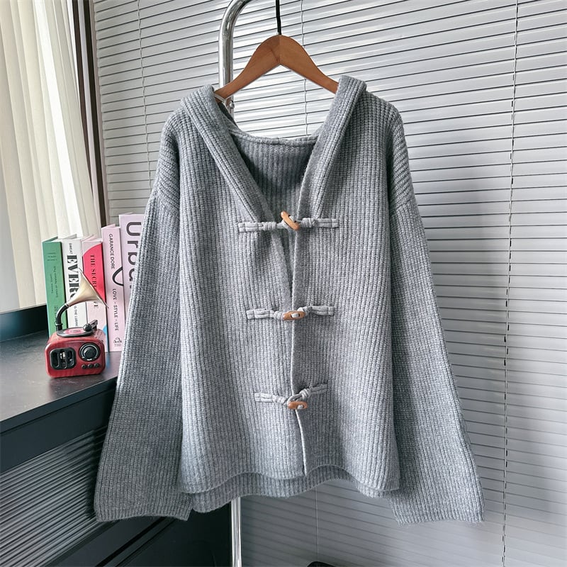 【outer】フード付きニットカーデ　M26388