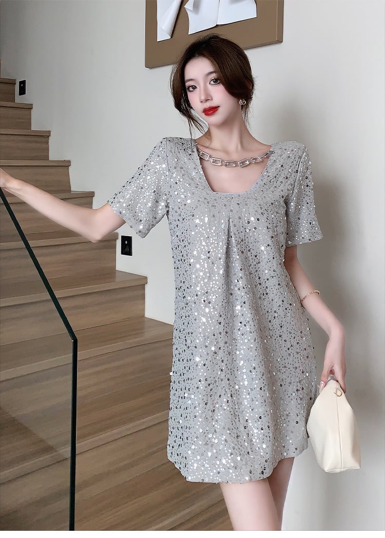 【dress】Vネックスパンコールワンピース G21106