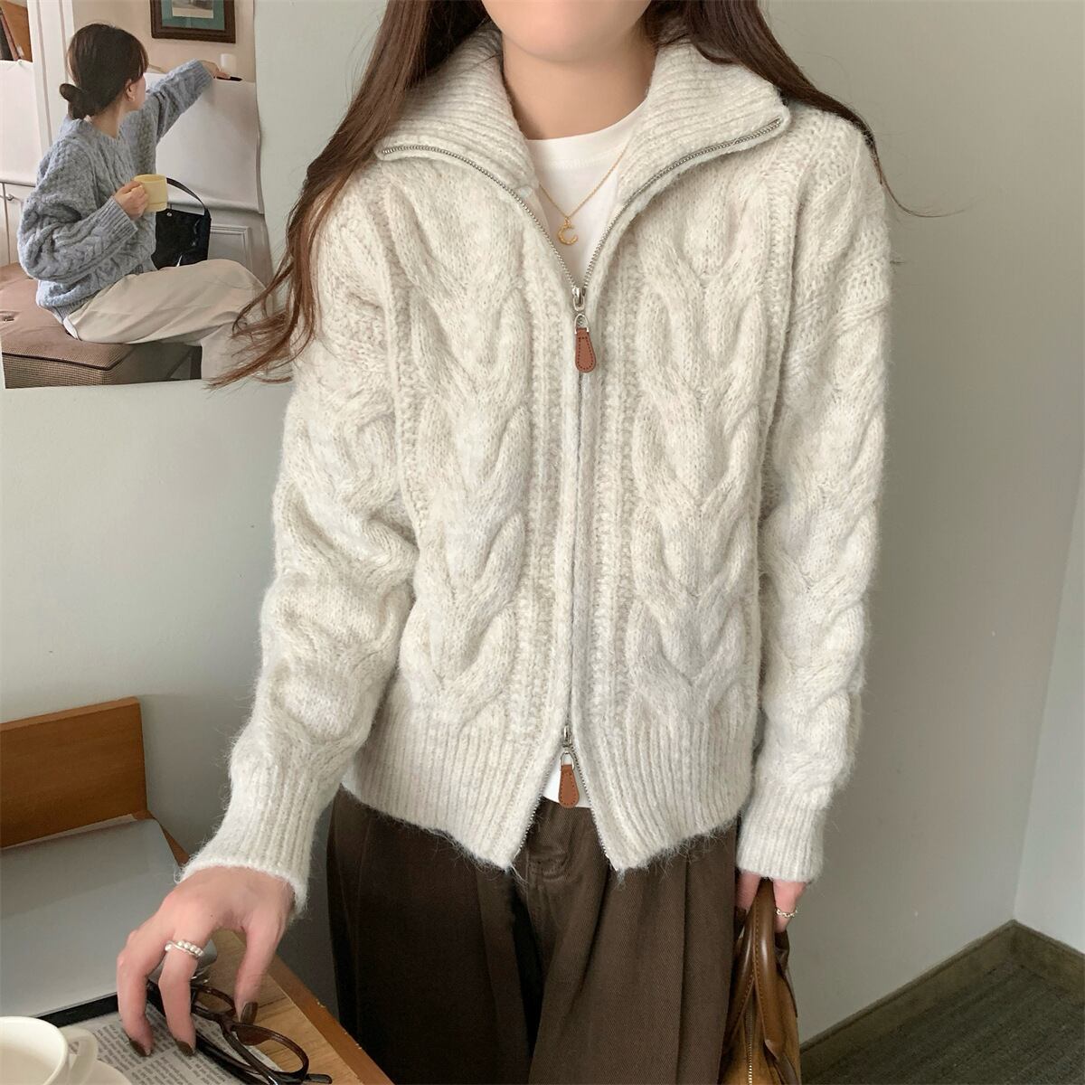 【outer】Wジップニットカーデ　M27741
