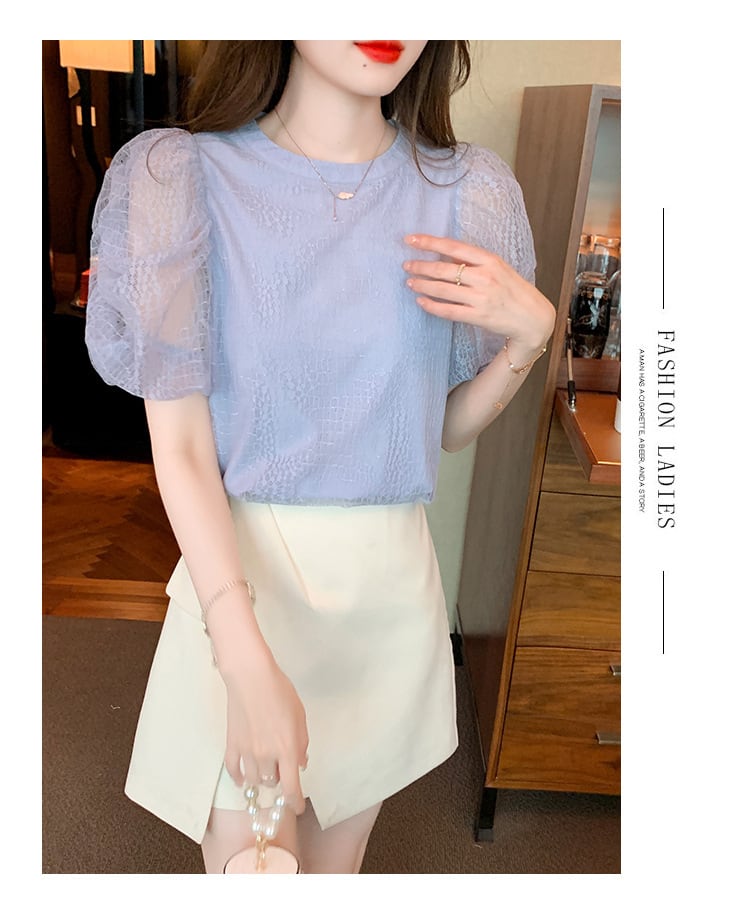 【tops】レースパフスリーブ ブラウスG21542