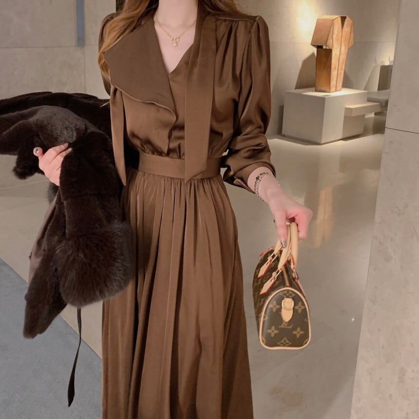 【dress】Vネックレトロワンピース G21366