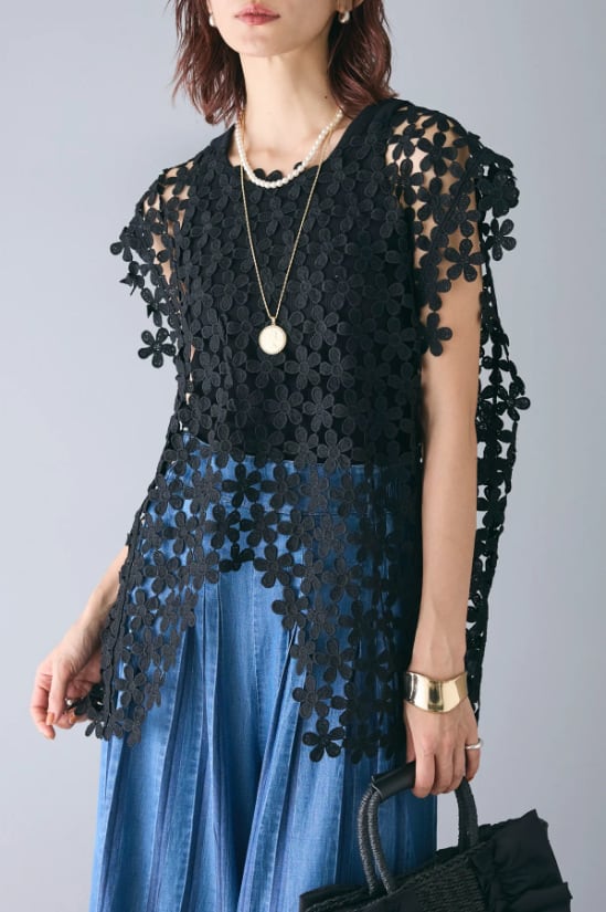 【tops】カットワークトップス　M24051