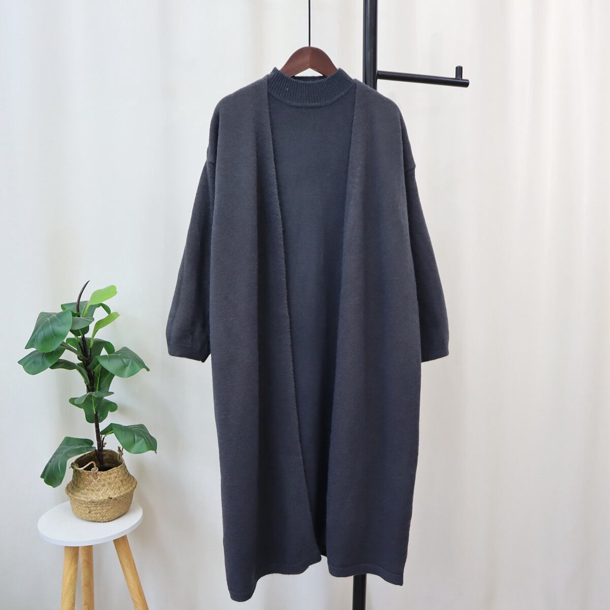 【set】ニットワンピース×カーデセット　M18713