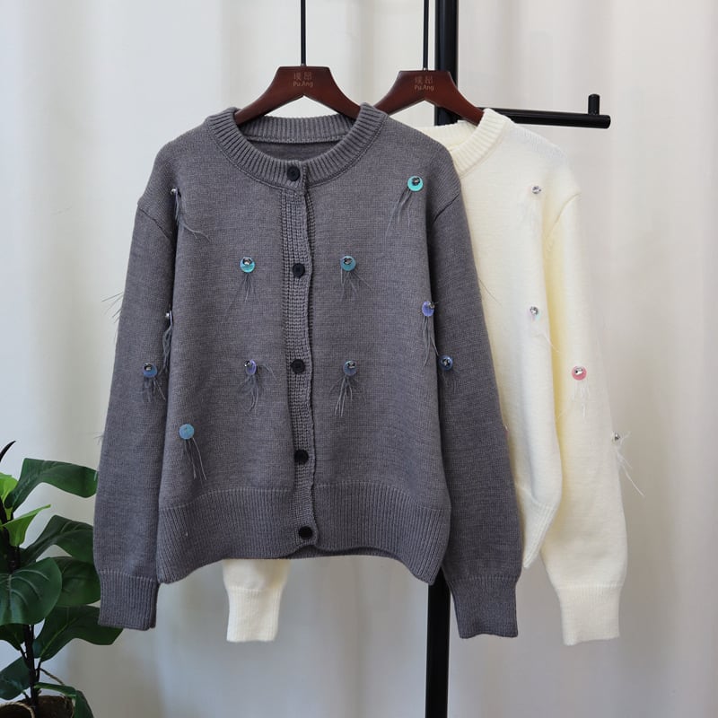 【outer】クルーネックニットカーデ　M25528