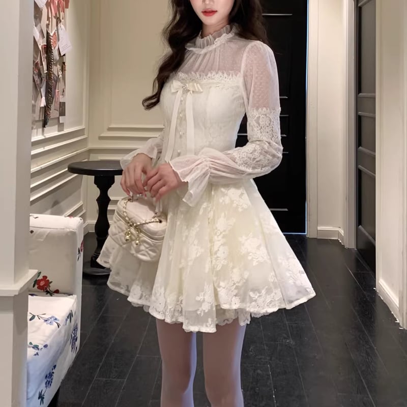 【dress】フレアレースワンピース Q7800