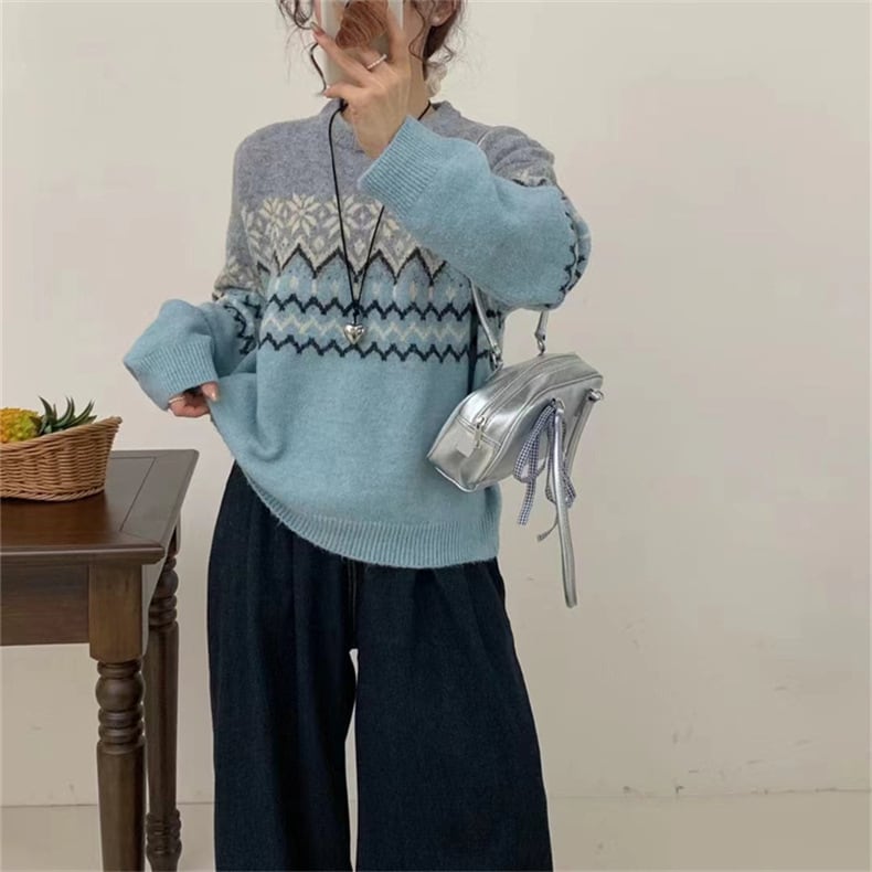 【tops】ジャカードニットセーター　M27137