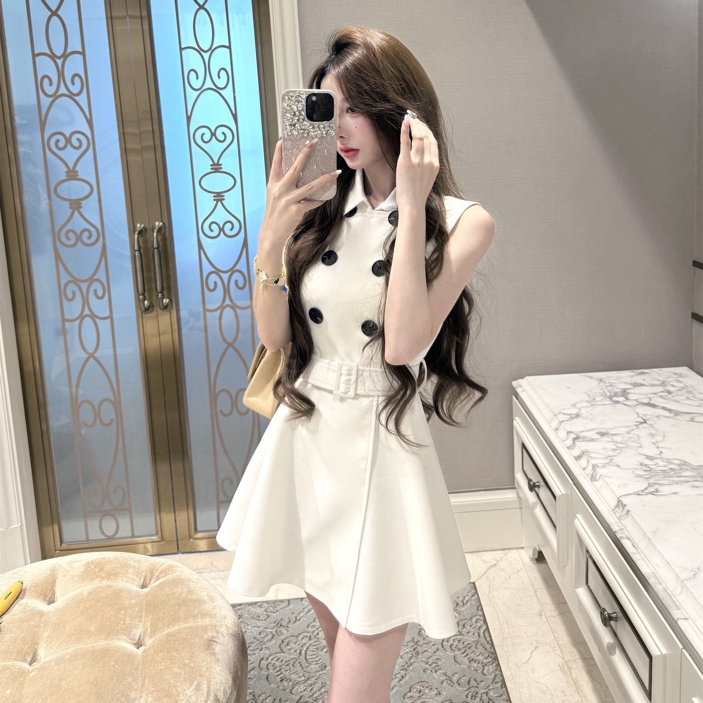 【dress】ダブルボタンミニワンピース　N3151