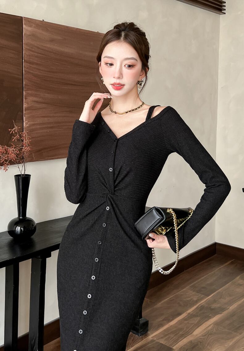 【dress】ニットワンピース Q7042