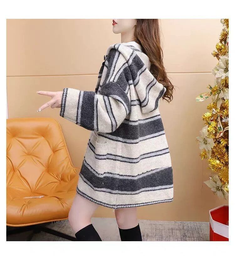 【outer】ボーダー柄ニットカーデ　M27091
