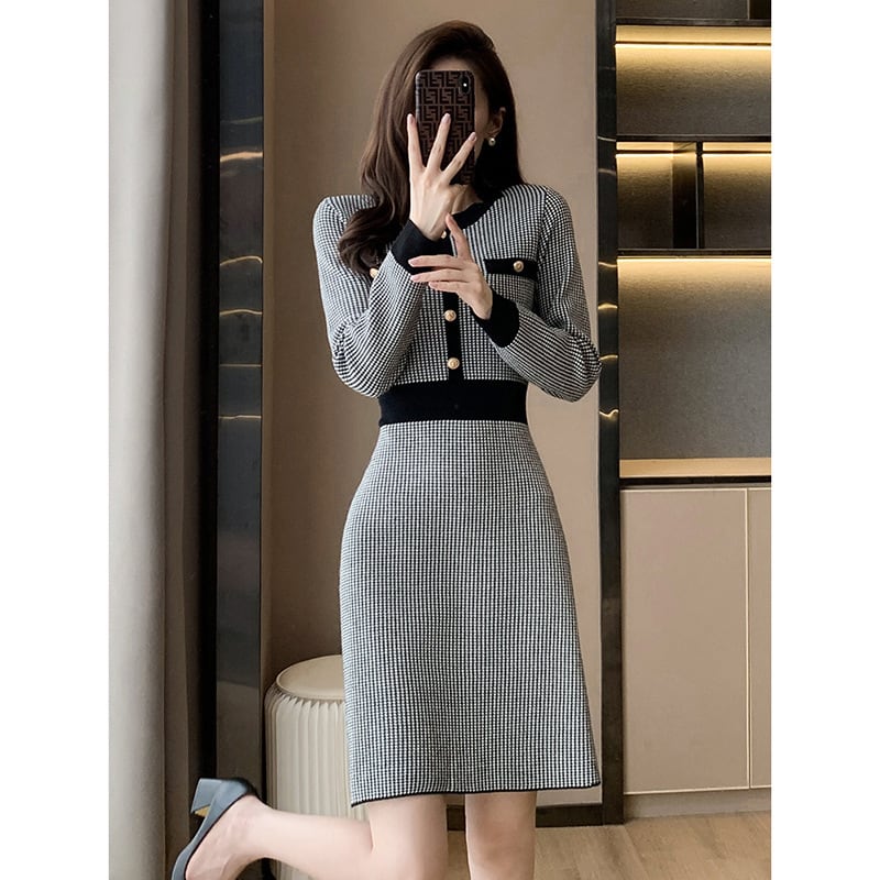 【dress】千鳥格子ワンピース　M25487