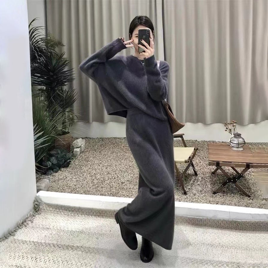 【set】ニットセーター×スカートセット　M27073