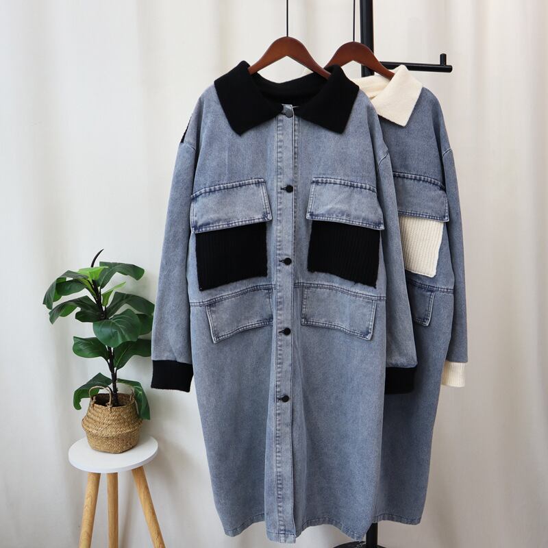 【outer】デニム切り替えニットカーデ　M27513