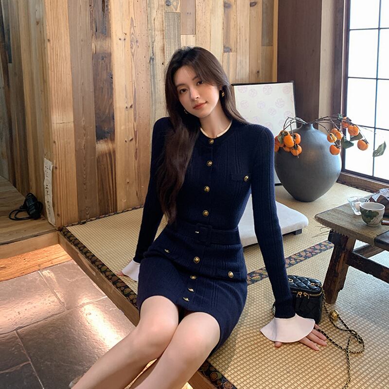 【dress】タイトニットワンピース Q7823