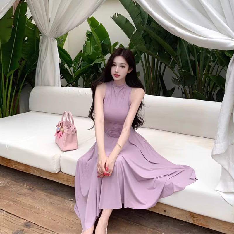 【dress】ノースリーブロングワンピース Q8375