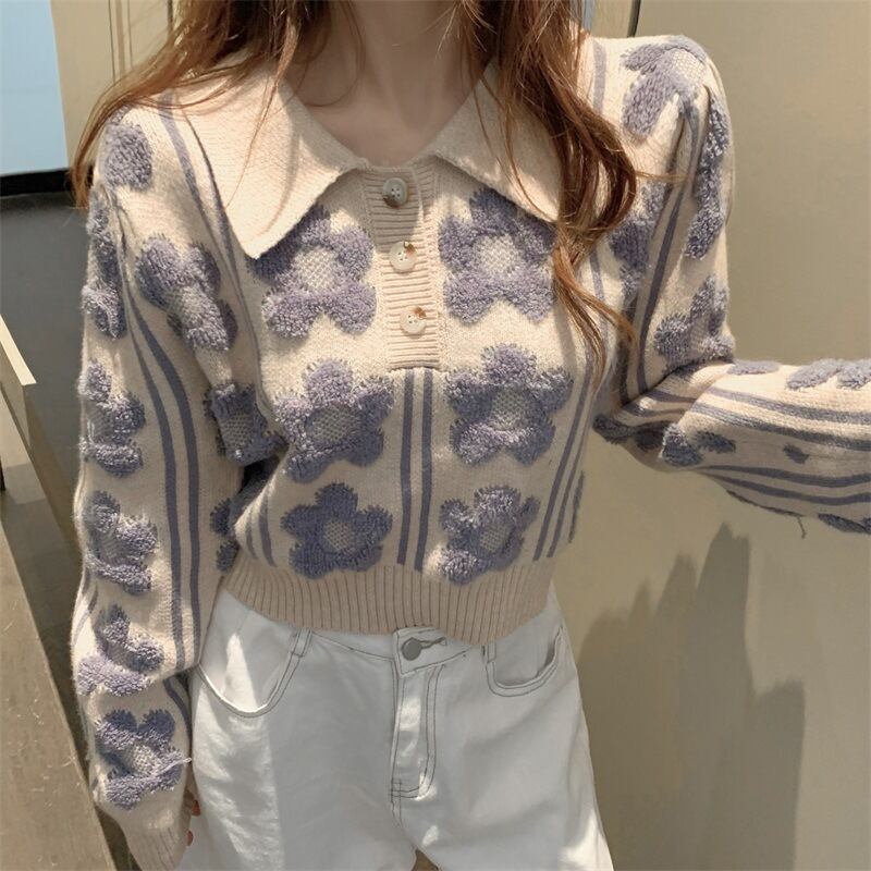 【tops】ジャカードニットセーター　M19032