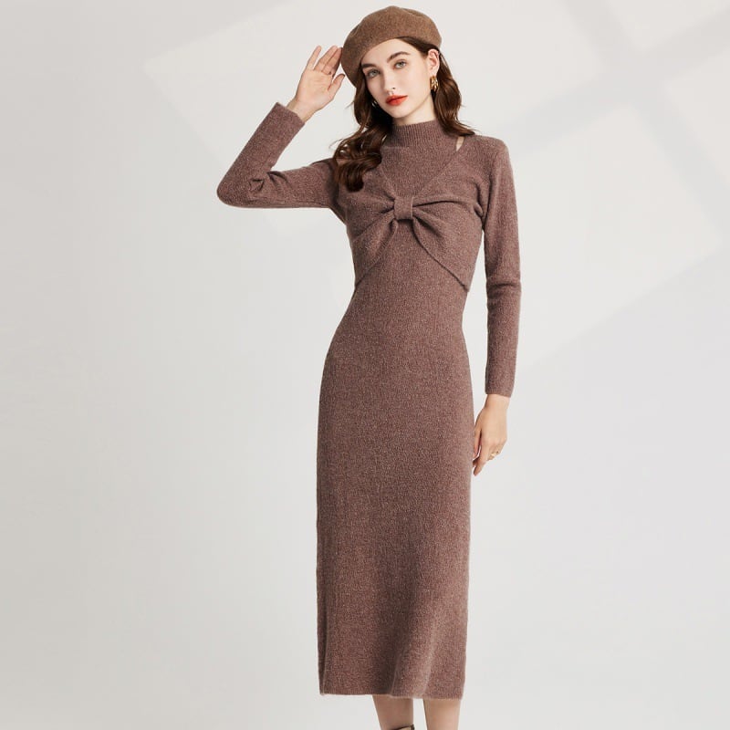 【dress】リボンニットトップス×ベストワンピースセット　M26251