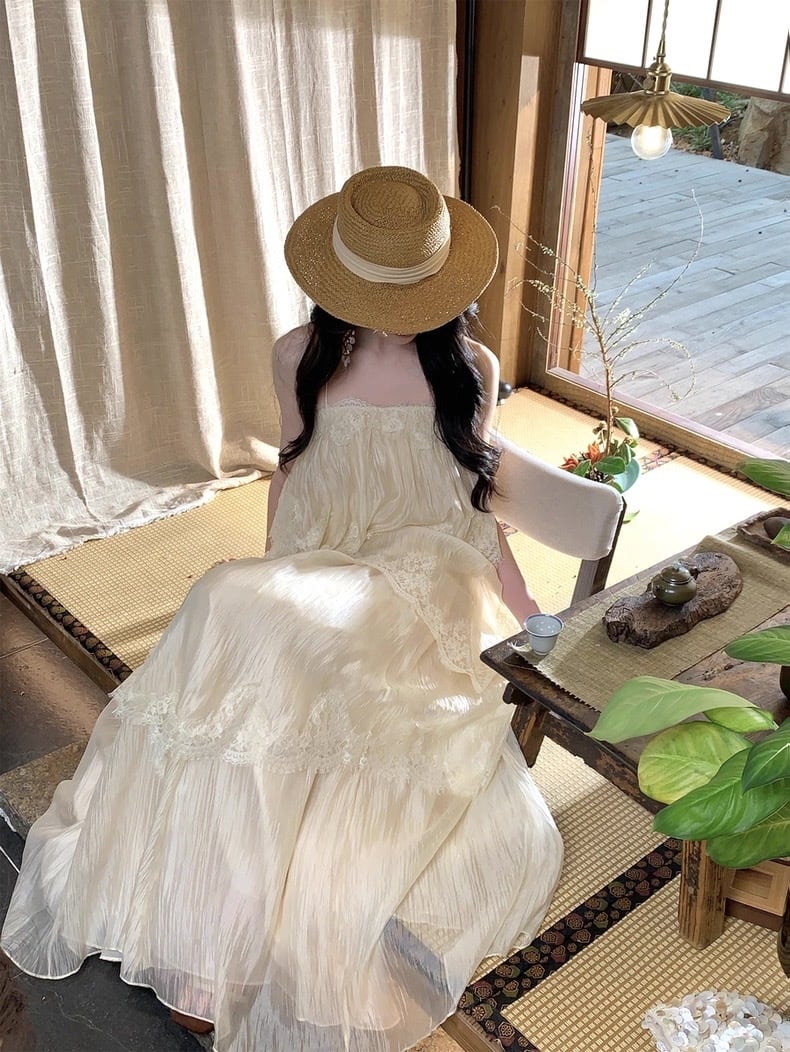 【dress】ティアードロングキャミワンピース Q8358