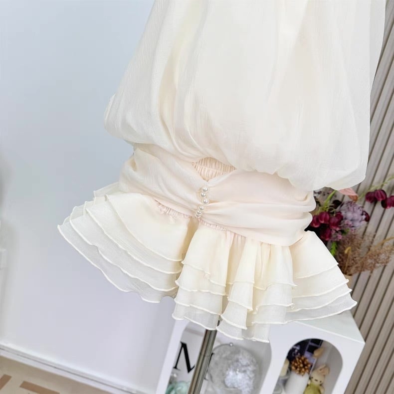 【dress】ホルターネックパールワンピース　M30536