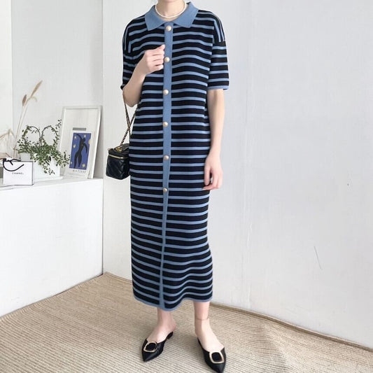 【dress】ストライプ柄ニットワンピース G20631