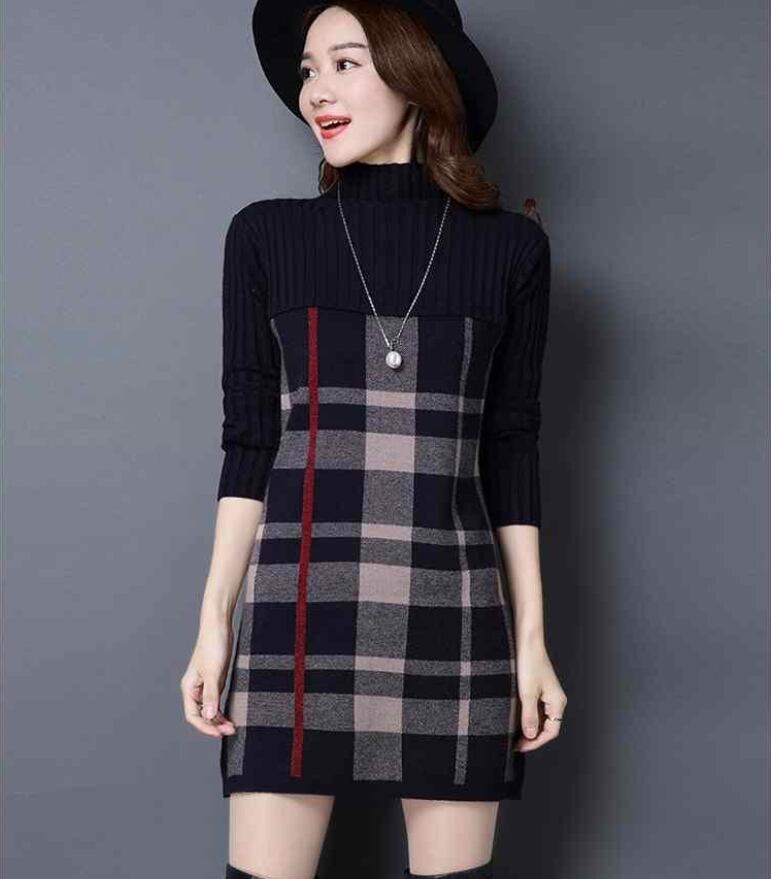 【dress】好感度UP!気質満点レトロ韓流スタイル長袖体型カバー秋冬ワンピース G3403
